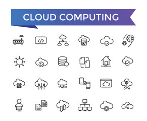 Poster - Cloud Computing Line Icons set with editable stroke collection for web and ui. Line icons pack. Vector illustration.