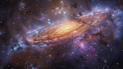 Wall Mural - stunning view of a distant galaxy, filled with bright stars and colorful nebulae generative ai