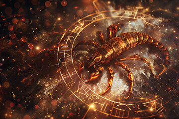 intricate image of scorpio zodiac sign, highlighting its mystic symbols and astrological significanc