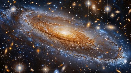 Wall Mural - expansive galaxy with swirling arms of stars and interstellar clouds generative ai