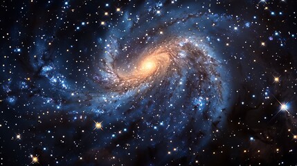 Wall Mural - expansive galaxy with swirling arms of stars and interstellar clouds generative ai