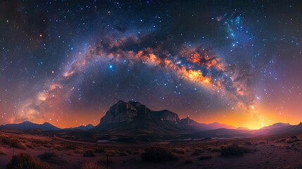 Wall Mural - breathtaking shot of the milky way galaxy, with vibrant cosmic dust and bright stars generative ai