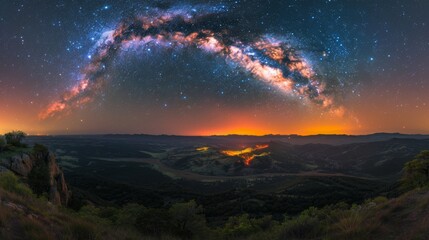 Wall Mural - breathtaking shot of the milky way galaxy, with vibrant cosmic dust and bright stars generative ai