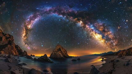Wall Mural - breathtaking shot of the milky way galaxy, with vibrant cosmic dust and bright stars generative ai