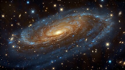 Wall Mural - deep space image featuring a spiral galaxy with a glowing core and extensive star fields generative 