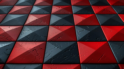 Wall Mural - Red and Black Textured Square Pattern