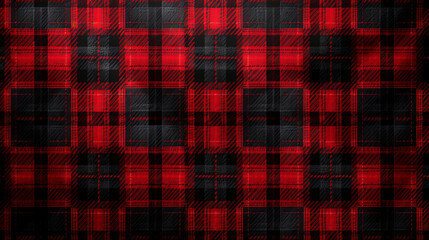 Wall Mural - Red and Black Plaid Pattern