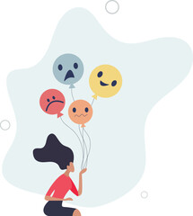 Emotional control and self regulation, stressed management or mental health awareness, feeling and expression concept.flat design.illustration with people.