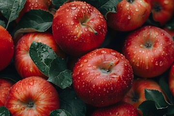Fresh Red Apples with Water Droplets - Perfect for Food Photography, Nature, and Healthy Eating Themes