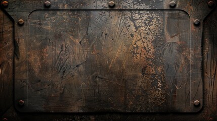 Wall Mural - Dark vignette metal sheet with copy space on grunge steel background