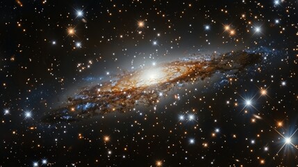 elliptical galaxy surrounded by countless stars and distant nebulae generative ai