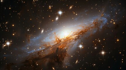 Wall Mural - elliptical galaxy surrounded by countless stars and distant nebulae generative ai