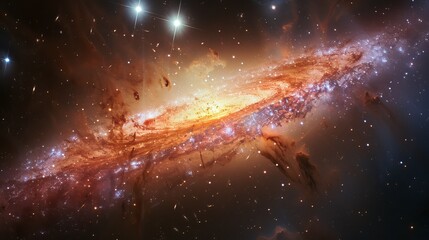 Wall Mural - captivating shot of a galaxy with a supermassive black hole at its center, emitting powerful jets ge