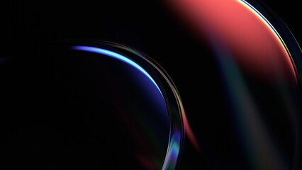 Poster - Abstract iridescent shape, dark background design, 3d render