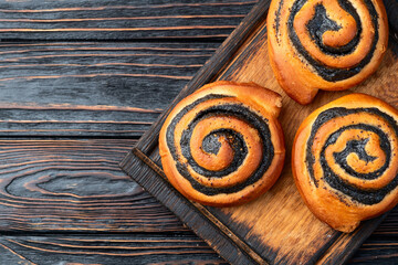 Wall Mural - Homemade bun with poppy seeds