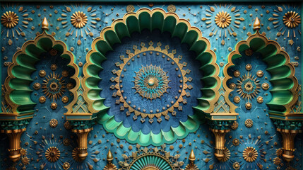 Wall Mural - Blue and Gold Islamic Geometric Design