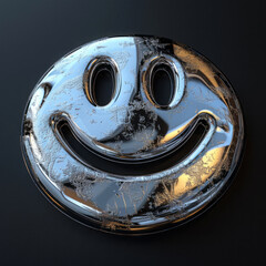 Canvas Print - Silver Metallic Smiley Face