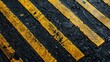 © 2rogan - Yellow striped diagonal black pavement with space for text