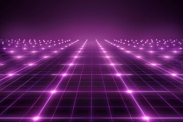 Wall Mural - Futuristic glowing purple digital grid landscape with perspective.  Concepts. Technology, cyberspace, data, network, communication