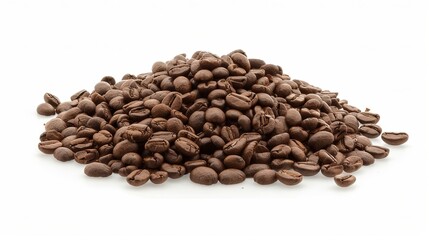 Wall Mural - Pile of Roasted Coffee Beans Isolated on White Background