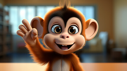 A monkey cute happy cartoon character generative ai