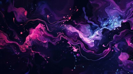 Abstract Colorful Fluid Painting Background. Vibrant Purple, Blue, and Pink Swirls