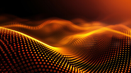 Abstract Digital Waveform Pattern in Glowing Orange and Black