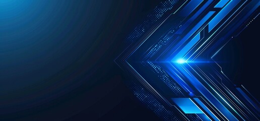 Poster - Abstract Tech Background with Blue Lines and Glowing Light