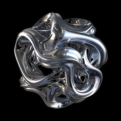 Aufkleber - hyperfuturism abstract 3d liquid matte metal, chrome, octane render isolated background design layout