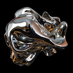 Aufkleber - 3D rendering of an abstract metal sculpture in the form of a sphere, with a violet purple background design concept