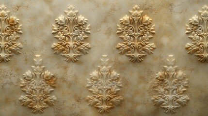 Poster - Beige wall with embossed floral pattern