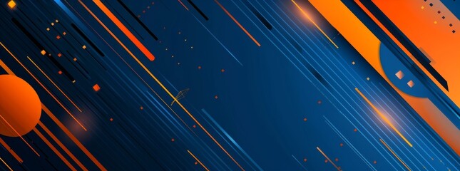 Poster - Abstract Geometric Design with Orange and Blue Lines