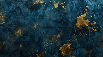 Wall Mural - A texture of crushed dark blue velvet with gold dust sprinkled across, creating a tactile and visually appealing surface.