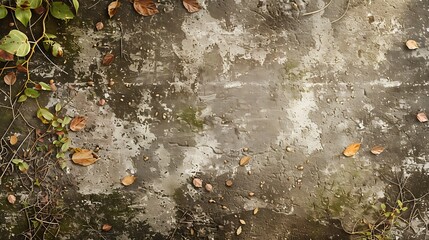 Wall Mural - Autumn Leaves on Concrete