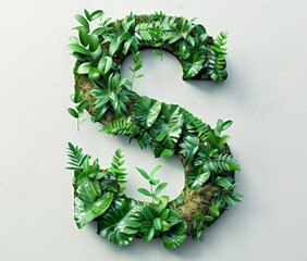 Eco-Friendly Letter S Decoration with Green Plants and Moss