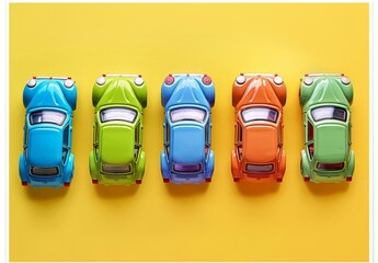 Vintage Car Collection: Blue, Green, Orange, and Red