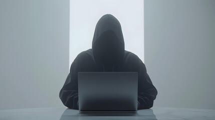 Poster - a human in black hoodie using a laptop