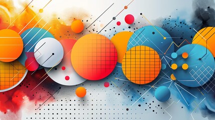 Poster - Abstract Colorful Circles With Geometric Patterns and Gradient Background