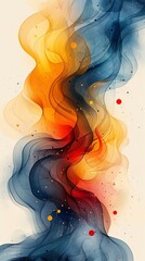 Poster - Abstract Watercolor Background With Colorful Swirls And Geometric Shapes