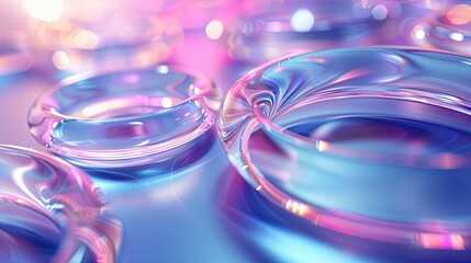 Poster - Abstract Background With Interlocking Transparent Rings and Polygons