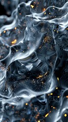 Poster - Abstract Metallic Oil Slick Render With Wavy Crystal and Glass Elements