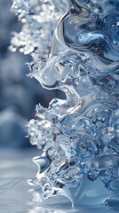 Poster - Abstract Crystalline Water Splash With Anisotropic Metallic Reflections