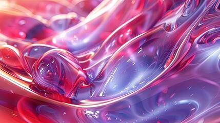 Poster - Abstract Oil Slick Render With Pink And Purple Metallic Textures