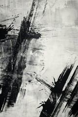 Poster - Abstract Art: Black and White Splatter Painting