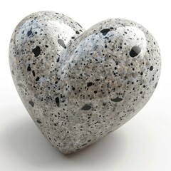 Wall Mural - Stone Heart, Polished Granite Heart, Pebble Love Symbol 3d Imitation, White Background