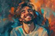© Bijac - joyful portrait of happy man with bright smile and positive energy radiating optimism digital painting
