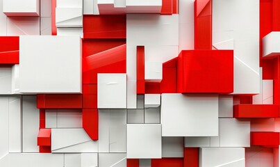 Poster - Modern Abstract Art: Geometric Patterns in Red and White