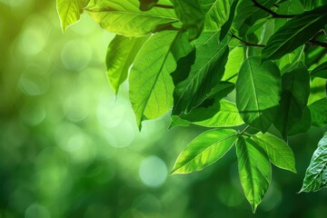 lush green leaves on a vibrant ecofriendly background with copy space representing environmental conservation and sustainability nature photograph