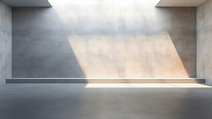 Wall Mural - Abstract Interior Space with Geometric Shadows Cast by Sunlight in Brutalist Architecture