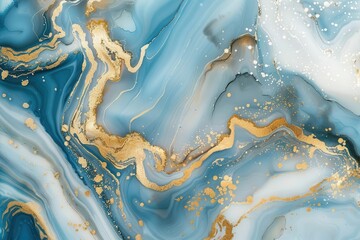 luxurious abstract blue and gold floral marble texture background fluid art photography